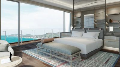 Private balconies at Hyatt Regency Nha Trang overlook Nha Trang Bay and beyond into the city.