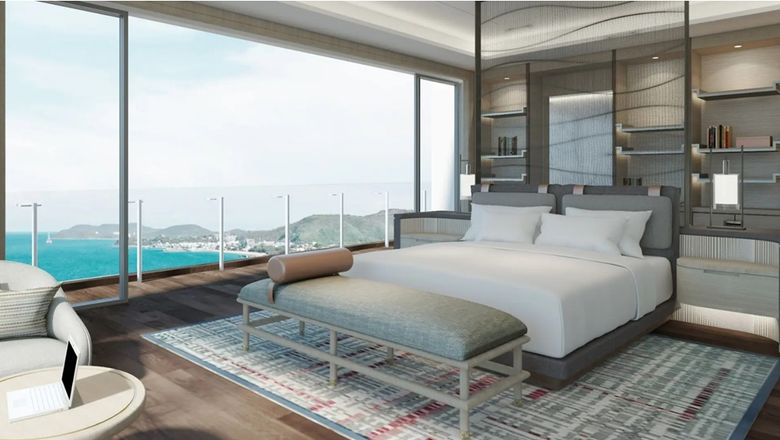 Private balconies at Hyatt Regency Nha Trang overlook Nha Trang Bay and beyond into the city.
