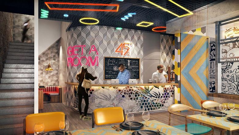 Mojo’s bar also serves as the hotel's reception desk.