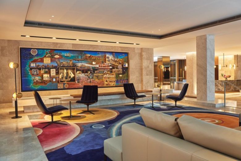 Artwork by Leon Pericles in the lobby at Hilton Parmelia Perth.