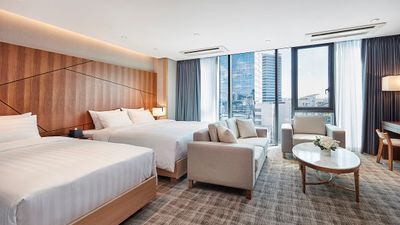 The Premier Family Studio comes with two bathrooms and a kitchenette.