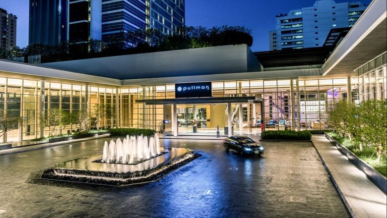 The front entrance to Pullman Bangkok King Power.