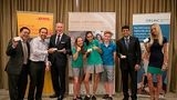 Cleaning up…representatives from Hilton Worldwide, DHL, UWCSEA and Soap Cycling