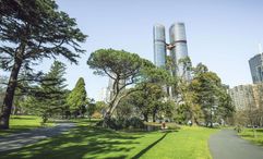 A rendering of Melbourne’s twin towers, one of which was to be operated by Shangri-La as a luxury hotel.