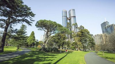 A rendering of Melbourne’s twin towers, one of which was to be operated by Shangri-La as a luxury hotel.