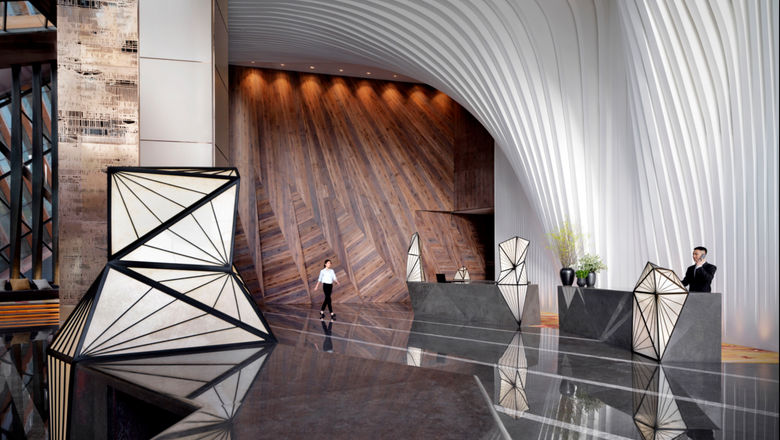 A dramatic view of the lobby.