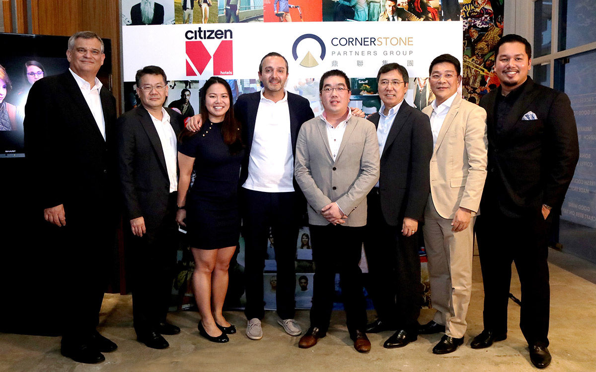 The signing of the citizen M Kuala Lumpur at CrackerJack on March 1 in Singapore. (From left)  Robbert van der Maas, president, Allan Yip, VP Marketing, distribution & brands and Low Ru Yan, development manager (Southeast Asia), all from Artyzen Hospitality Group; Robin Chadha, chief marketing officer, citizenM Hotels; Jason Chong, CEO, Cornerstone Partners Group; Edmond Ip, Vice-Chairman, Artyzen Hospitality Group; Louis Voon, executive director, Cornerstone Partners Group; Mizi Rahim, director, Pinnacle Supreme Sdn. Bhd.