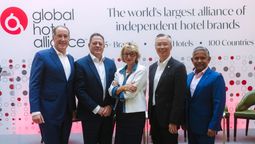 From left: Chris Hartley, CEO, Global Hotel Alliance Simon Naudi, managing director & group CEO of Corinthia Group; Barbara Muckermann, group CEO of Kempinski Hotels; Choe Peng Sum, CEO of Pan Pacific Hotels Group; Dillip Rajakarier, Group CEO of Minor Hotels