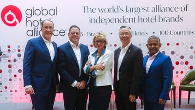 From left: Chris Hartley, CEO, Global Hotel Alliance Simon Naudi, managing director & group CEO of Corinthia Group; Barbara Muckermann, group CEO of Kempinski Hotels; Choe Peng Sum, CEO of Pan Pacific Hotels Group; Dillip Rajakarier, Group CEO of Minor Hotels