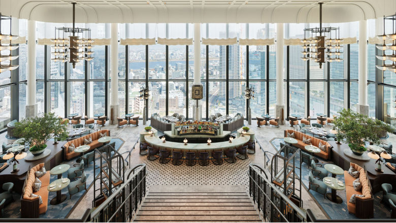 Waldorf Astoria Osaka’s Peacock Alley is an elegant all-day lounge with panoramic Kansai views, offering seasonal dishes, afternoon tea, and champagne in a sophisticated setting.