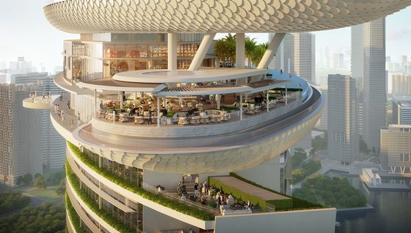 Skyloop is a 76,000-square-foot rooftop space with gardens, restaurants, observatory, private pools and cabanas offering panoramic views of Singapore