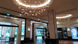 Lobby centrepiece: delicate pepper leaf chandeliers.