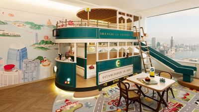 The Hong Kong Wonders two-bedroom suite features a bunk bed resembling the city's iconic trams, interactive panels and a mural portraying local landmarks.