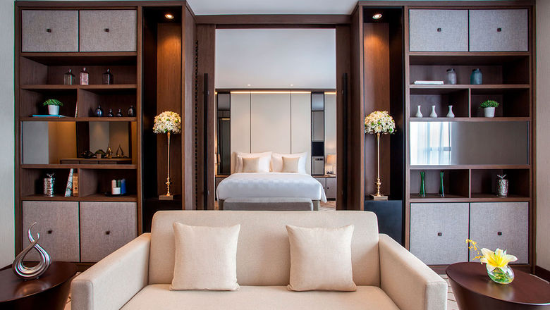 A junior suite at Wyndham Opi Hotel Palembang.