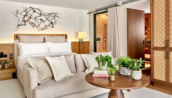 A guestroom at the 1 Hotel Mayfair