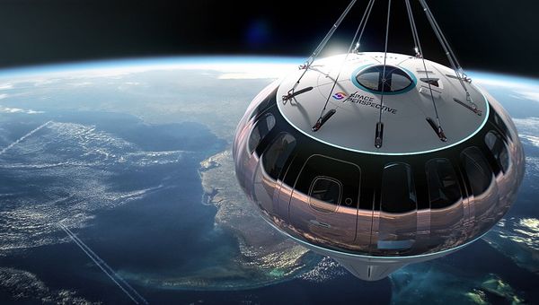 Space Perspective launches guests into the stratosphere for six hours in a high-performance balloon and pressurised capsule featuring a refreshment bar and reclining seats. Space Perspective launches guests into the stratosphere for six hours in a high-performance balloon and pressurised capsule featuring a refreshment bar and reclining seats.