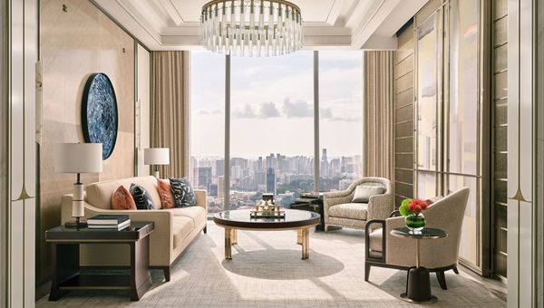 Opulent accommodation at Marina Bay Sands: The Living area of the Chairman Suite. Opulent accommodation at Marina Bay Sands: The Living area of the Chairman Suite.