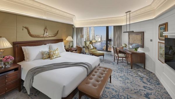 The Mandarin Oriental Bangkok's Selandia Suite, which offers views of the city's Chao Phraya River. The Mandarin Oriental Bangkok's Selandia Suite, which offers views of the city's Chao Phraya River.