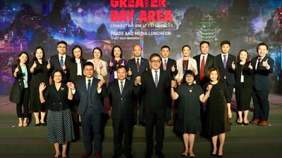 Representatives from the tourism offices of Hong Kong, Guangdong and Macao officiate the opening ceremony of the “Greater Bay Area – Connecting Great Experiences” in Bangkok.