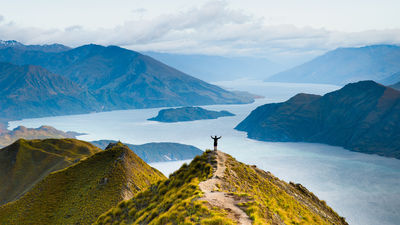 Roys peak mountain hike in Wanaka New Zealand.
