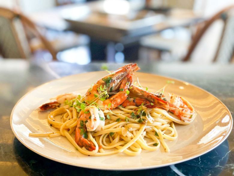 Capella Singapore’s Prawn Aglio Olio Pasta