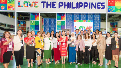 TPB COO Maria Margarita Montemeyor Nograles (centre) with the Philippines delegation at ASEAN Tourism Forum 2024 in Vientiane, Laos.