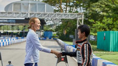 Former world tennis champion Martina Hingis races 12-year-old Singaporean kart-racer Christian Ho as part of the Tiny Trainers Tutorial video series.