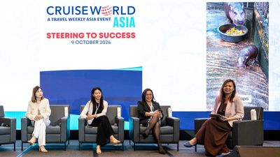 From left: Tan Xue Jing, assistant vice president – marketing, Resorts World Cruisess; Mae Chong, business development director, CARMA; Elaine Chan, director of marketing communications, Pan Pacific Singapore; Xinyi Liang-Pholsena, editorial director, Travel Weekly Asia