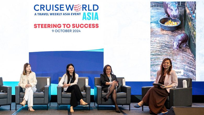From left: Tan Xue Jing, assistant vice president – marketing, Resorts World Cruisess; Mae Chong, business development director, CARMA; Elaine Chan, director of marketing communications, Pan Pacific Singapore; Xinyi Liang-Pholsena, editorial director, Travel Weekly Asia