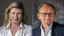 Silversea Cruises' incoming and outgoing CEOs: Barbara Muckermann and Roberto Martinoli.