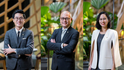 Nigel Boey, director of commercial; Adrian Wong, director of food & beverage; and Jaclyn Tan, director of marketing communications.