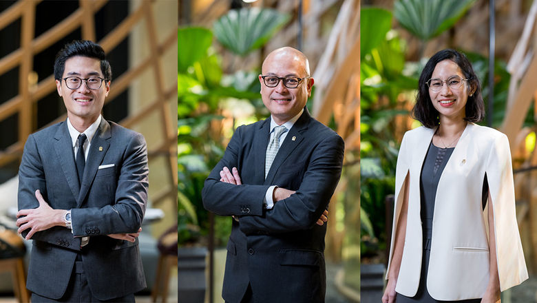 Nigel Boey, director of commercial; Adrian Wong, director of food & beverage; and Jaclyn Tan, director of marketing communications.