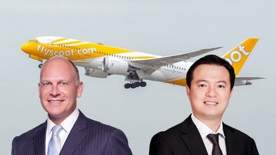 Scoot's outgoing and incoming CEOs: Campbell Wilson [left] and Leslie Thng [right]