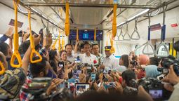 Indonesian President Joko Widodo visits the new Jakarta MRT, which is expected to open March 24.