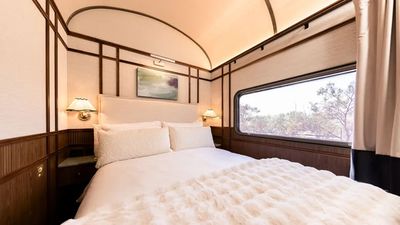 Suite guests receive butler service, in-room dining, a curated bar and Bollinger Champagne served throughout the trip.