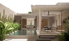 An artist’s impression of Cluny Resorts, which is scheduled to open at Opus Bay in early 2027 with 57 villas, most featuring private pools.