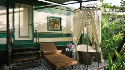 Upcycled train cars turned suites at the InterContinental Khao Yai Resort.