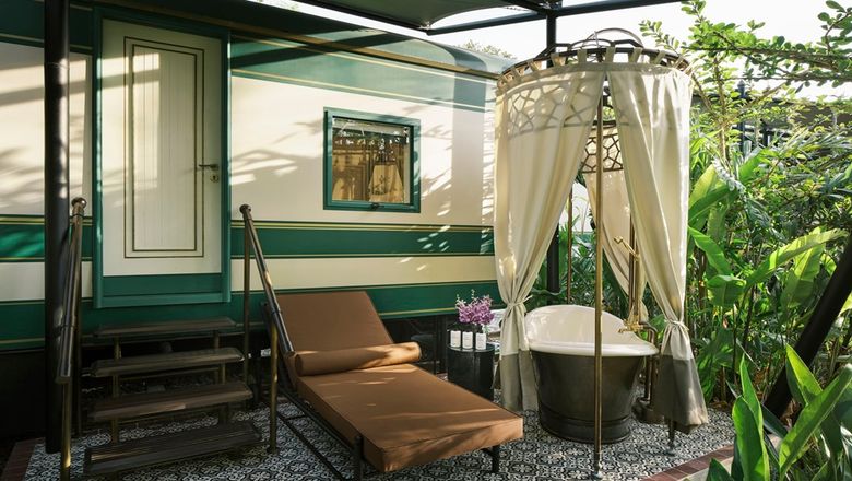Upcycled train cars turned suites at the InterContinental Khao Yai Resort.