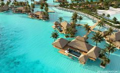 A 3D rendering of Maxx Royal Maldives, which will span five islands in Kaafu Atoll and offer accommodation for couples, families and groups.