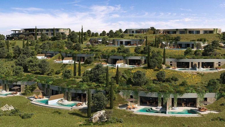 The upcoming beachfront resort is situated on the southwest coast of the Peloponnese offering stunning views of the Mediterranean.