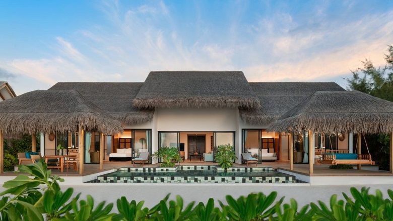 The all-villa resort features a dive centre, art studio, kid’s club and a rooftop lounge for teens.