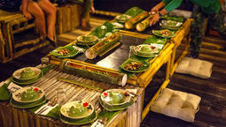 The jungle dinner at Anurak Community Lodge.