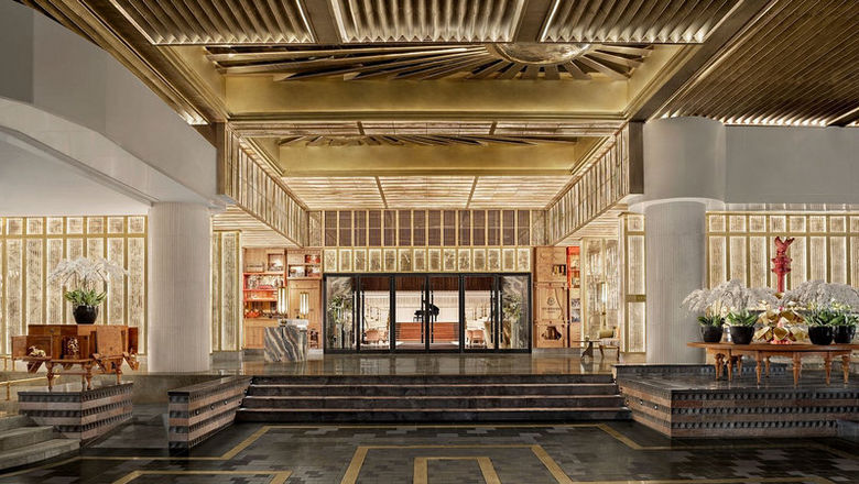 The porte cochère is St Regis Jakarta’s covered driveway entrance, where guests first encounter Bill Bensley’s whimsical Indonesian-inspired design.