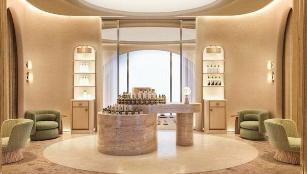 Rendering of the reception area at House of Rejuvenation at Fraser Suites Reserve Bangkok.