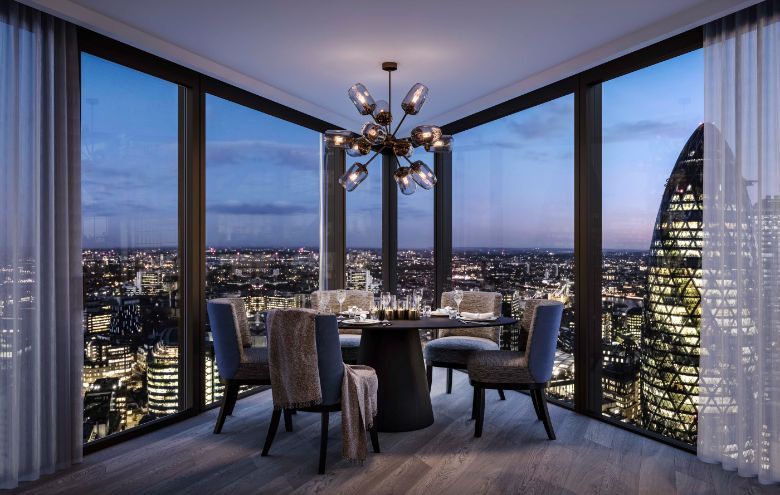 Views from The Sky Residences within One Bishopgate Plaza.