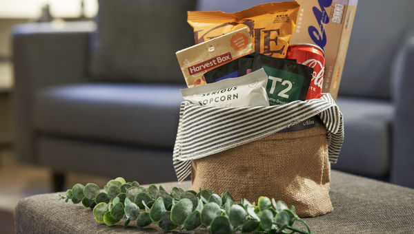 The welcome hamper is filled with Australian-inspired treats. The welcome hamper is filled with Australian-inspired treats.