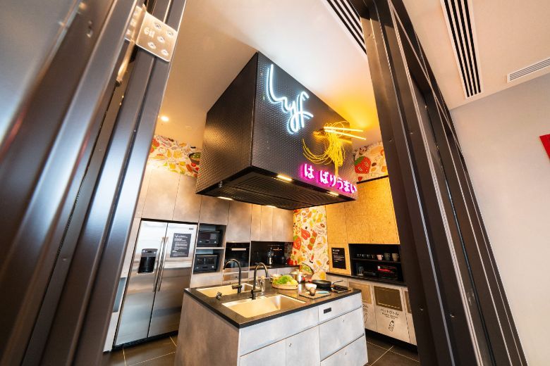 lyf Tenjin Fukuoka encourages social interactions, including at its social kitchen ‘Bond’ where guests can cook together.