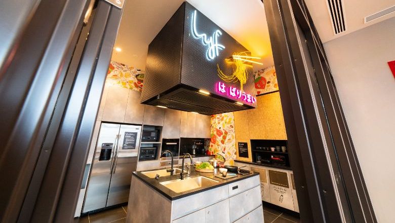 lyf Tenjin Fukuoka encourages social interactions, including at its social kitchen ‘Bond’ where guests can cook together.