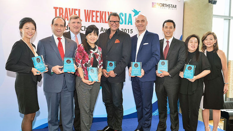 Winners of the Hotel Category with Robert Sullivan, president of the Travel Group, Northstar Travel Media (third from left) and Irene Chua, group publisher of Travel Weekly Asia (extreme right).