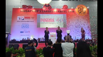 STB’s chief executive Keith Tan and NATAS president Steven Ler at the launch of NATAS Travel 2019 on Friday (February 22).